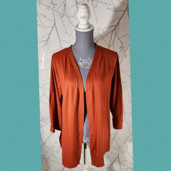 Cuddl Duds Orange Open Front Cardigan - Picture 1 of 4